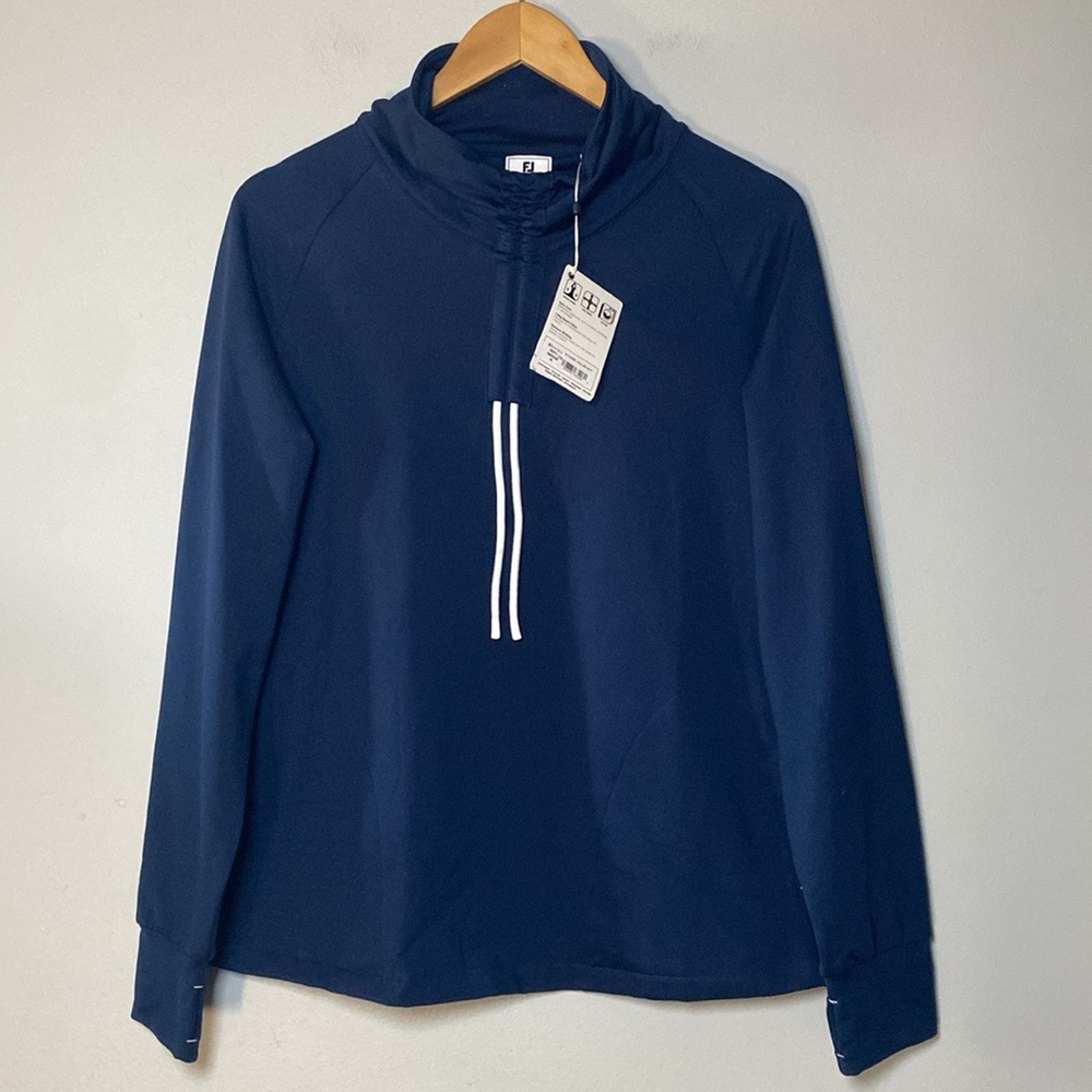 FootJoy Funnel Collar Pullover NWT Women’s Medium Navy Blue Golf Active Tennis
